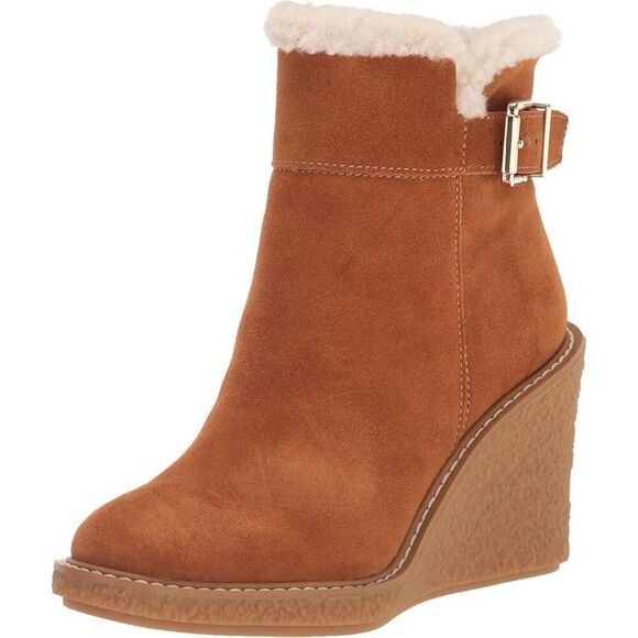 Franco Sarto Ulayna Water Resistant Suede Fleece Wedge Bootie NEW - Picture 1 of 9